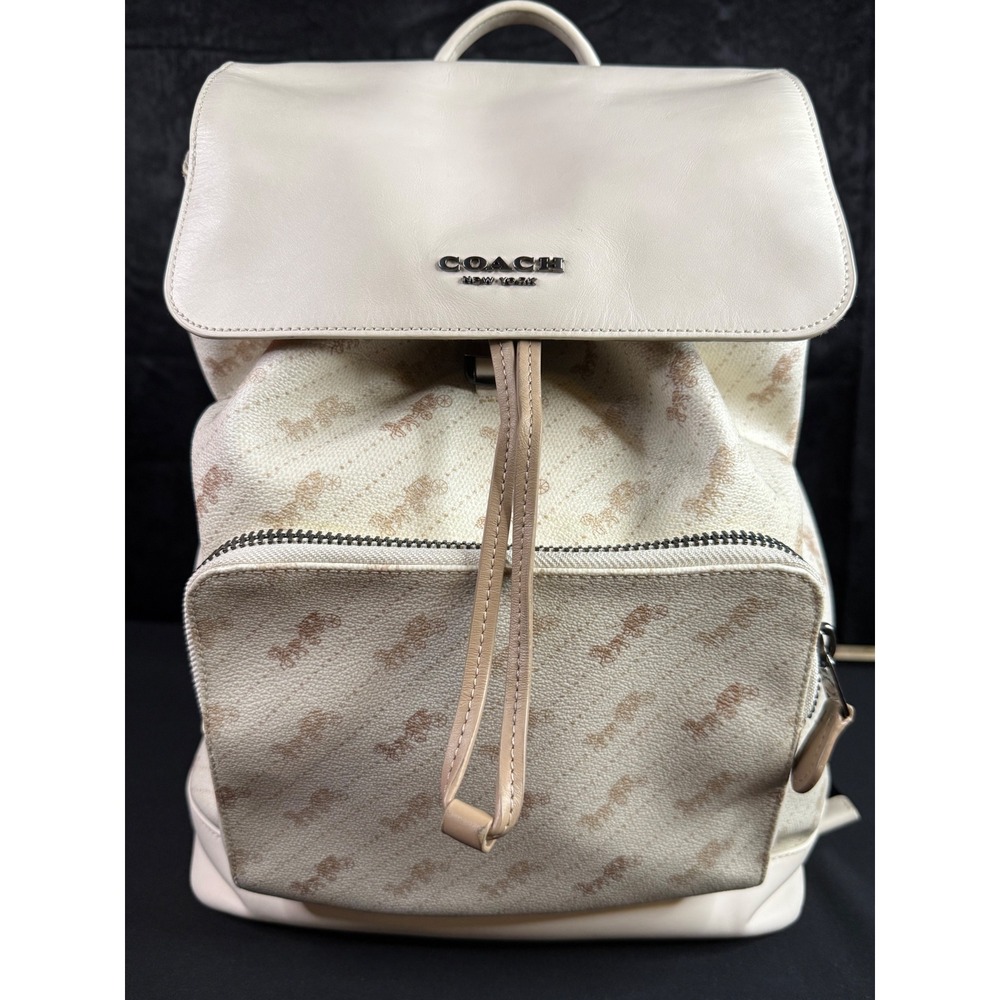 Coach Court Backpack Signature Horse and Carriage Chalk White Leather C4135 - Picture 11 of 16